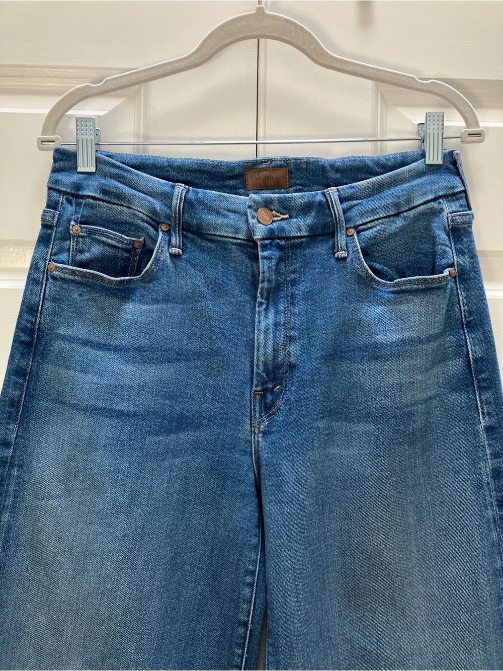 Mother The Roller Fray Wide Leg Denim Jeans Work Hard Play Hard size 29 - Picture 4 of 14